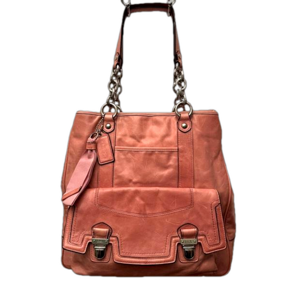 Coach Handbags - COACH 🔥 Pink Poppy Push-lock Limited Edition Vintage Leather Satchel